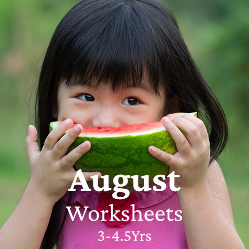 PDF Worksheet Bundle - August (3 Years to 4.5 Years)