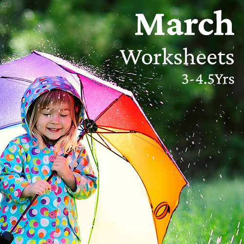 PDF Worksheet Bundle - March (3 Years to 4.5 Years)